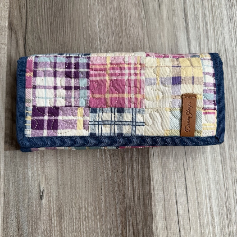 Y2K Donna Sharp Quilted Pink Blue Plaid Wallet Preppy Academia 2000s Patchwork